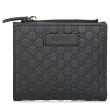 Micro GG Guccissima Leather Small Bifold Wallet 510318 Black