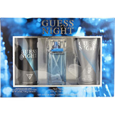 Guess Night Mens 3pc Set Eau De Toilette Spray 200ml Shower Gel & 170ml Body Spray 100ml