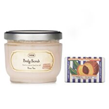 Sabon Body Scrub - Rose Tea & Nesti Dante Le Deliziose Natural Soap - Peach 2pcs