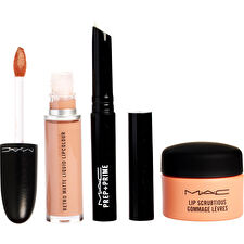 Mac Lip Kit Neutral Travel: Lip Scrubtious & Prep+prime Lip & Retro Matte Liquid Lipcolour -neutral --