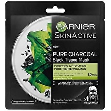 Garnier Black Textile Mask With Seaweed Extract Pure Charcoal Skin Natura L S (black Tissue Mask) 28 G 28.0g