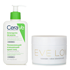 Eve Lom Cleanser 236ml X CeraVe Hydrating Cleanser For Normal to Dry Skin (With Pump) 200ml 2pcs