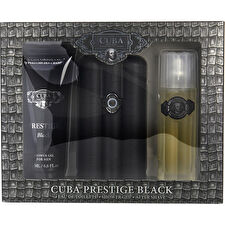 Cuba Cuba Prestige Black For Men - 3 Pc Gift Set 90ml/3oz Eau De Toilette Spray 180ml/6.6oz Shower Gel 90ml/3.3oz After Shave 90ml/3oz