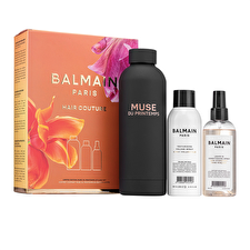 Balmain Professionnel Set Balmain Professionnel: Muse Du Printemps Gwp Steel Water Bottle Black & Argan Oil Hair Leave-in Conditioner For Hydrate/detangle & Shine 50ml & Butane Hair Spray For Volume Light Hold 200ml