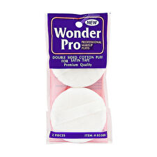 Wonder Pro Double Sided Cotton Puff With Satin Tape 2ct