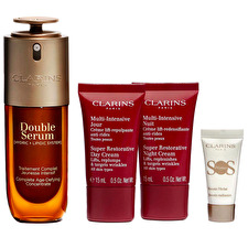 Clarins Set Clarins: Super Restorative Reparative Day Cream For Face 15ml & Super Restorative Reparative Night Cream For Face 15ml & Double Anti-ageing Serum For Face 50ml & S.o.s. Moisturizing Liquid Primer 5ml *miniature