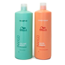 Wella Invigo Bodifying Shampoo 1000ml & Nutri Enrich Conditioner 1000ml Duo