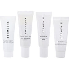 Cosmedix Even Skin Tone 4-piece Essentials Kit: Purity Clean & Simply Brilliant & Serum 16 & Hydrate+ -- 4x15ml/0.5oz