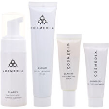 Cosmedix Clarifying & Cleansing 4-piece Essentials Kit: Clarify 60ml/2oz & Clarity 15ml/0.5oz & Clear 30ml/1oz & Shineless 15ml/0.5oz 4pcs