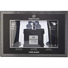 Sergio Tacchini Pure Black Eau De Toilette Spray & Aftershave Balm & Shower Gel 100ml/3.4oz
