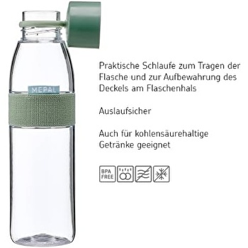 Mepal Ellipse Water Bottle 700ml - Leak Proof Reusable BPA-Free Bottle For Carbonated Drinks