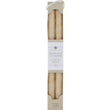 Northern Lights Cream With Gold 12" Decorative Tapers () 2 Pack