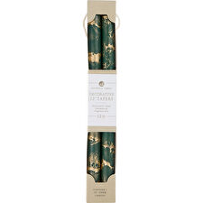 Northern Lights Hunter Green With Gold 12" Decorative Tapers () 2 Pack