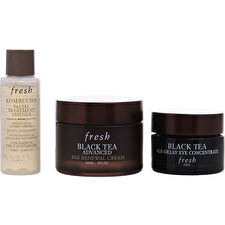 Fresh Smooth And Radiant Trio For Women - 3 Pc 0.6oz Facial Treatment Essence - Kombucha 0.5oz Age Delay Eye Concentrate - Black Tea 30ml/1oz Advanced Age Renewal Cream - Black Tea 0.6oz
