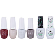 Opi Gel Color Trial Kit: Pro Health Base Coat 15ml/0.5oz & Pro Health Top Coat 15ml/0.5oz & Alpine Snow 7.5ml/0.25oz & Bubble Bath 7.5ml/0.25oz & Big Apple Red 7.5ml/0.25oz & Taupe-less Beach 7.5ml/0.25oz 6pcs
