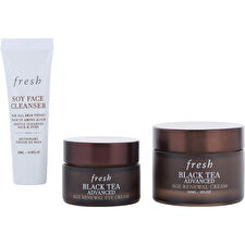 Fresh Firming Face & Eye Ritual Skincare Set: Soy Ph-balanced Hydrating Face Wash 15ml/0.5oz & Black Tea Anti-aging Eye Cream 15ml/0.5oz & Black Tea Anti-aging Ceramide Moisturizer 30ml/1oz 3pcs