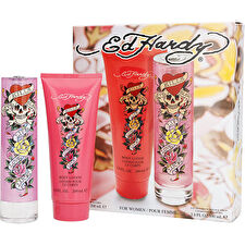 Christian Audigier Ed Hardy For Women - 2 Pc Gift Set 90ml/3.4oz Eau De Parfum Spray 180ml/6.8oz Body Lotion 90ml/3.4oz