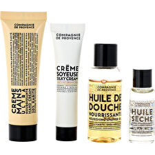 Compagnie De Provence Ultra Nourishing Set: Shower Oil For Face And Body 30ml/1oz & Nourishing Hand Cream 30ml/1oz & Nourishing Face Cream 15ml/0.5oz & Dry Oil For Face And Hair 10ml/0.33oz 4pcs