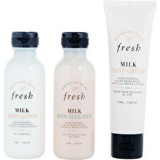 Fresh Body Nourishing Trio: Milk Body Wash 75ml/2.5oz & Milk Body Lotion 75ml/2.5oz & Milk Intenstive Hand Cream 50ml/1.7oz 3pcs