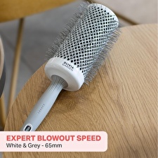 Olivia Garden Expert Blowout Speed Round Brush Wavy Bristles White & Grey ( 65 Mm )