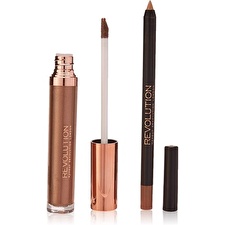Makeup Revolution Set Makeup Revolution: Retro Luxe Metallic Liquid Lipstick Sovereign 5.5ml & Retro Luxe Lip Liner Sovereign 1 G