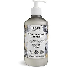 I Love Naturals Collection Vegan Moisturizing & Softening Tonka Bean & Myrrh Lotion For Hands & Body 500ml