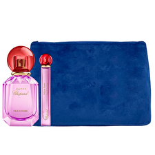 Chopard Luxury Naturals Perfumery Set Chopard: Happy Felicia Roses Eau De Parfum For Women 100ml & Happy Felicia Roses Eau De Parfum For Women 10ml & Synthetic Leather Textile Bag Trouse Pouche Blue For Women 2.4x 9x 6.2 Cm
