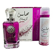Lattafa Mahasin Crystal Violet Eau De Parfum Spray with Deodorant Spray 3.4 oz 100ml/3.4oz