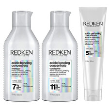 Redken Acidic Bonding Concentrate Shampoo, Conditioner And Leave-in Treatment Trio