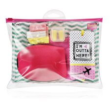 Beauty Junky Inflight Essential Kit Set Beauty Junky: Hair Elastic 3 Pcs & Foam Earplugs & Luggage Tag Metal Keyring & Textile Socks For Women & Sleep Mask Universal