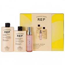Ref Stockholm Gift Box Set Ref Stockholm: Ultimate Repair Sulfates-free Hair Shampoo Repairing & Strengthening 285ml & Ultimate Repair Sulfates-free Hair Conditioner For Hydrate/detangle & Shine 245ml & Shine Elixir Hair Serum Softening 80ml