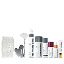 Dermalogica The Expertise Kit Set Dermalogica: Daily Microfoliant Exfoliating Exfoliating Powder 74 G & Biolumin-c Illuminating Eye Serum 15ml & Biolumin-c Vitamin C Brightening Serum For Face 30ml & Dynamic Skin Retinol Anti-wrinkle Serum For Face 30ml & Daily Glycolic Cleansing Cleansing Gel For Face 150ml & Dynamic Skin Retinol Anti-wrinkle Serum For Face Spf 50 50ml & Gua Sha Lifting Face Massage Stone & Masque Fan Multi Face Brush & Hair Band White