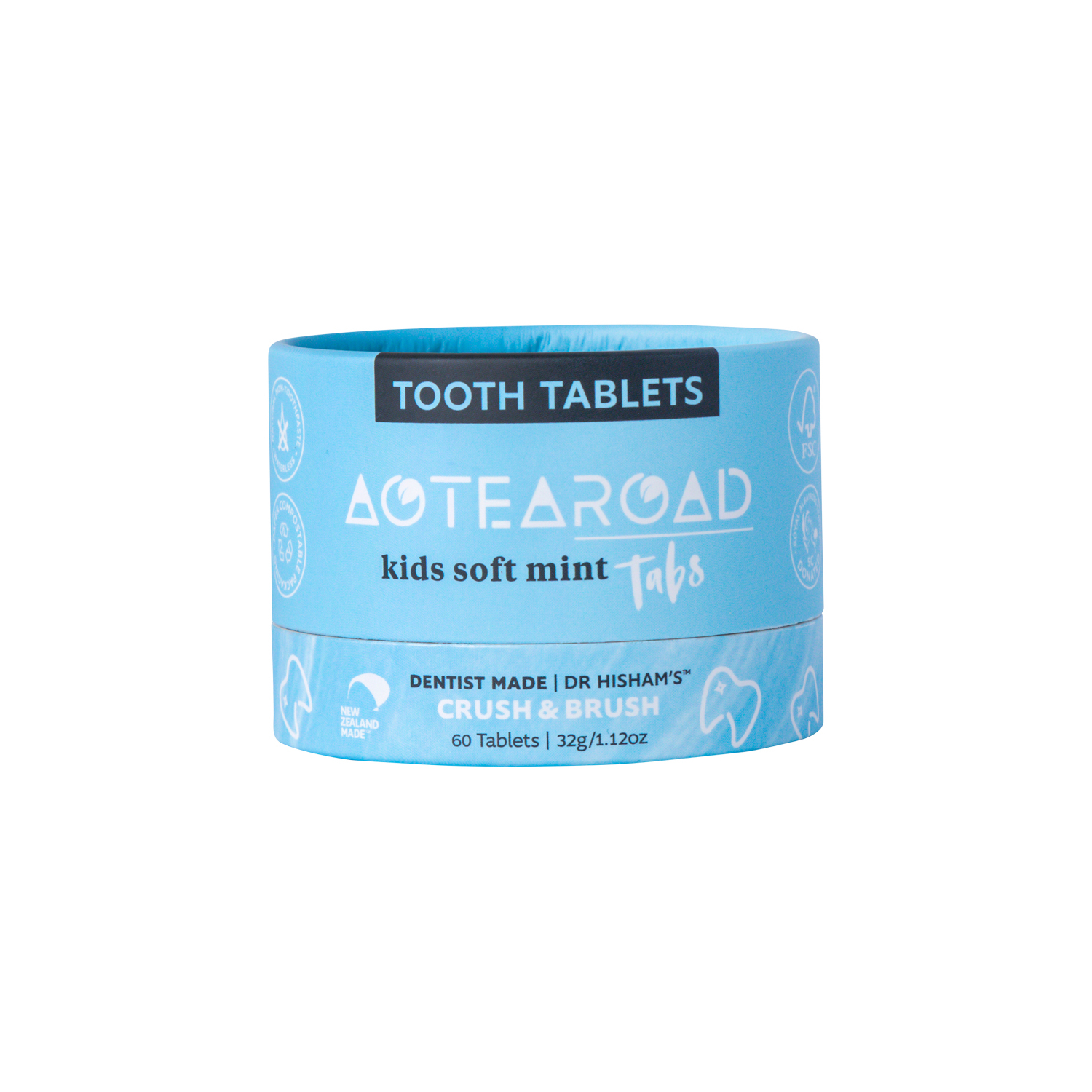 Aotearoad Tooth Tablets (Crush & Brush) Kids Soft Mint Tabs 60t
