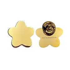 Burberry Golden Brass Flower Shape Lapel Pin brooch