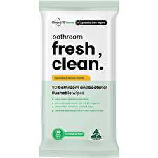 Bathroom Fresh Clean Flushable Plastic Free Wipes 60pk