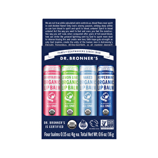 Dr. Bronner's Organic Lip Balm Joy 4g x 4 Pack (Lemon Lime, Peppermint, Naked & Orange Ginger)