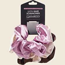 Satin Hair Scrunchies Pink,Beige,Dark Brown Extra Large 3pk