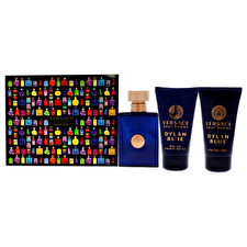 Versace Dylan Blue For Men - 3 Pc Gift Set 30ml/1.7oz Eau De Toilette Spray 30ml/1.7oz After Shave Balm 30ml/1.7oz Perfumed Bath Shower Gel 30ml/1.7oz