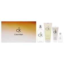 Calvin Klein Ck One For Unisex - 4 Pc Gift Set 180ml/6.7oz Eau De Toilette Spray 0.5oz Eau De Toilette Splash 180ml/6.7oz Skin Moisturizer 90ml/3.3oz Body Wash 180ml/6.7oz