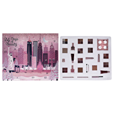 Q-KI 24 Days Of Beauty New York Advent Calendar Set By Q-ki For Women - 26 Pc 8x 0.15oz Eye Shadow 0.14oz Blusher 0.17oz Mascara 2x 0.03oz Lip Liner 0.27oz Glitter Nail Polish - 14 0.27oz Nail Polish - 1 0.14oz Bronzer 0.14oz Highlighter 0.08oz Lip Balm 2x 0.37oz Lip Gloss Tubes 2x 0.12oz Lipstick Pencil Sharpener 3 Brushes Interchangeable Compact 8x0.15oz