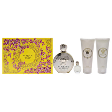 Versace Versace Eros For Women - 4 Pc Gift Set 90ml/3.4oz Eau De Parfum Spray 0.17oz Eau De Parfum Splash (mini) 90ml/3.4oz Body Lotion 90ml/3.4oz Bath And Shower Gel 90ml/3.4oz