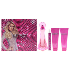 Paris Hilton Electrify For Women - 4 Pc Gift Set 90ml/3.4oz Eau De Parfum Spray 0.34oz Eau De Parfum Spray (mini) 90ml/3oz Bath And Shower Gel 90ml/3oz Body Lotion 90ml/3.4oz
