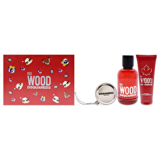Dsquared2 Red Wood For Women - 3 Pc Gift Set 90ml/3.4oz Eau De Toilette Spray 90ml/3.4oz Perfumed Bath And Shower Gel Silver Round Purse 90ml/3.4oz