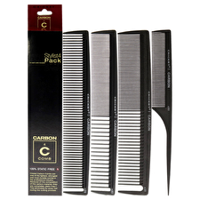 Cricket Carbon Comb Stylish 4-pack Set For Unisex 4pc