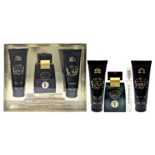 New Brand Gold For Men - 3 Pc Gift Set 90ml/3.3oz Eau De Toilette Spray 0.5oz Eau De Toilette Spray 120ml/4.3oz Shower Gel 120ml/4.3oz After Shave 90ml/3.3oz
