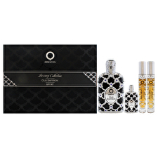 Orientica Oud Saffron For Men - 4 Pc Gift Set 60ml/2.7oz Eau De Parfum Spray 2x 10ml/0.33oz Eau De Parfum Spray (mini) 7.5ml/0.23oz Eau De Parfum Splash (mini) 10ml/0.33oz