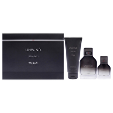Tumi Unwind For Men - 3 Pc Gift Set 90ml/3.4oz Eau De Parfum Spray 30ml/1oz Eau De Parfum Spray 180ml/6.7oz Body Wash 90ml/3.4oz