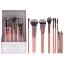 Luxie Rose Gold Complete Face Brush Set For Women 8pc