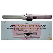 Aria Beauty Pop N Lock Interchangeable Straightener And Curling Iron Set For Women 2pc