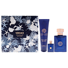 Versace Dylan Blue For Men - 3 Pc Gift Set 90ml/3.4oz Eau De Toilette Spray 0.17oz Eau De Toilette Splash (mini) 150ml/5oz Bath And Shower Gel 90ml/3.4oz